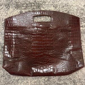 Beth Levine Crocodile Textured Brown Purse